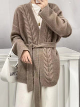 Wool Knit Cardigan For Women Mid-length Autumnwinter Style
