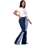 Patchwork Denim Flared Trousers