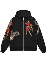 Heavy Duty Embroidered Hooded Cardigan With A Ziptrendy Streetwear Jacket