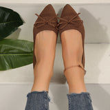 Bow Knitted Loafers Ins Fashion Pointed-toed Flats Shoes For Women