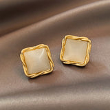 Cat's Eye Flower Earrings High Sense Opal Square Triangle Geometry Earrings