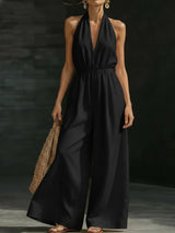 V-neck Halter Neck Jumpsuit For Women