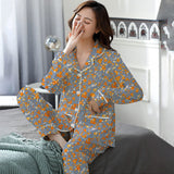 Elegant Women's Autumn And Winter Cotton-like Long Pajamas Two-piece Set