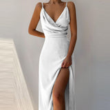 V-Neck Printed Slit Dress