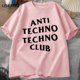 Funny Anti Techno Club Graphic Oversized T-Shirt