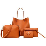 Fashionable Solid Color Mother-Daughter Bag Set (4 Pieces)