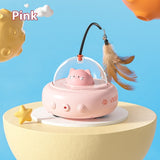 Smart Teaser Cat Toy Electric UFO Cat Teaser Stick With Bell Training Pet Toys Replaceable Feather Interactive Cat Supplies Pet Supplies Pets Products
