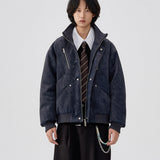 Mens Thick Solid-Color Wool Jacket Short Padded Coat