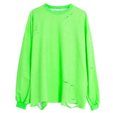 Fluorescent Green Oversized Cutout T-Shirt Sweatshirt