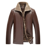 Middle-aged And Elderly Men's Fur-lined Leather Jacket