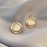 Cat's Eye Flower Earrings High Sense Opal Square Triangle Geometry Earrings