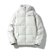 Men's Casual Down Jacket Vintage Stand Collar PU Leather Jacket