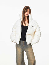 Retro Metal Label Stand Collar Simple All-match Light Coat