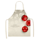Christmas Deer Art Pattern Female Cleaning Home Cooking Kitchen Apron Chef Ear Cotton Linen