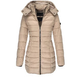 Winter Thicken Warm Women Parkas Zippers Solid Overcoat Casual Long Sleeve Padded Puffer Jacket Female Mid-length Slim Coat Top