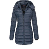 Winter Thicken Warm Women Parkas Zippers Solid Overcoat Casual Long Sleeve Padded Puffer Jacket Female Mid-length Slim Coat Top