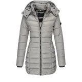 Winter Thicken Warm Women Parkas Zippers Solid Overcoat Casual Long Sleeve Padded Puffer Jacket Female Mid-length Slim Coat Top