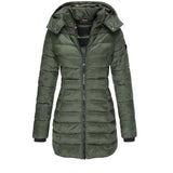 Winter Thicken Warm Women Parkas Zippers Solid Overcoat Casual Long Sleeve Padded Puffer Jacket Female Mid-length Slim Coat Top