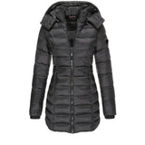 Winter Thicken Warm Women Parkas Zippers Solid Overcoat Casual Long Sleeve Padded Puffer Jacket Female Mid-length Slim Coat Top
