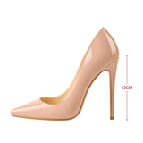 Onlymaker Women Pumps Pointed Toe Slip-On Thin Heels Patent Leather Party Wedding Office Lady Big Size Shoes