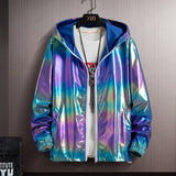 Women Basic Jackets Summer 2026 Colorful Reflective Oversize Thin Windbreaker Women Hooded Jackets Coat Zipper Woman veste femme