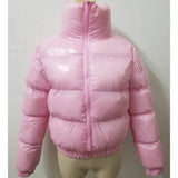 Winter Women Puffer Jackets Warm Bubble trench Coat Down Parka Outcoat Zipper Jacket Pink Cute Cropped Parka Abrigos Mujer