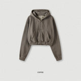 ZODF Retro 2025 Winter Women Short Zipper Hoodies Female Girls Loose 355gsm Thick Fleece Hooded Zip-up Coat Streetwears HY0448