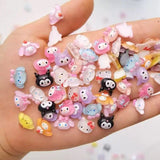 50Pcs Leopard Sanrio 3D Resin Nail Charms Mixed Kuromi My Melody Kitty Nail Parts DIY Manicure Decor Accessories