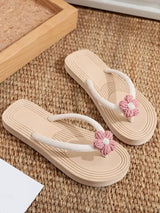 Women Flat Sandals Thong Flip Flops Cute Pink Open Toe Beach Shoes, Simple Style For Holiday & Beach