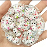 120PCS Box Mixed Hello Kitty 3D Nail Charms Cute Cartoon Resin Ornaments Kawaii DIY Nail Art Manicure Decor Accessories
