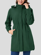 TACVASEN Women's Long Hooded Jacket Fleece Lined Softshell Jacket Waterproof Windproof Hiking Jacket Rain Coat Windbreaker Parka