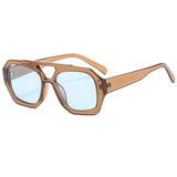 Hiking Women Fashion Polygonal Double Bridge Anti Light Glasses Luxury Minimalist Leopard Pattern Design Eyeglasses UV400