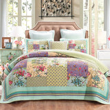 Vintage Patchwork Cotton Quilt Set 3PCS King/Queen - All-Season Thin Comforter Bedspread,Breathable Quilted Coverlet Bedding