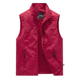 FGKKS Spring New Men Waistcoat Outdoor Leisure Solid Color Vest Young Middle-aged Photography Fishing Casual Vest Jacket Male