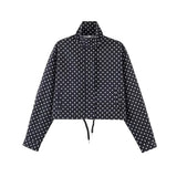 Polka Dot Print Short Coats Women's High Street Long Sleeve Jackets for Women 2026 Elegant Office Ladies Casual Outerwear