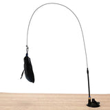 Cat Feather Bell Toy with Suction Cup Base 1 Teaser Wand 3 Replacement Feather Heads Interactive Cat Toy for All Cats