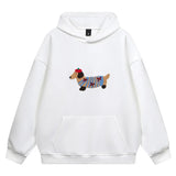 2026 Womens Casual Dog Print Hooded Sweatshirt Loose Long Sleeve O Neck Solid Color With Pockets Fashion Spring Summer Outwear