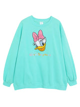 Disney World Disneyland Embroidery Sweatshirt Women Casual Fleece Jumper Mickey Daisy Duck Cartoon Loose Pullover Top O Neck
