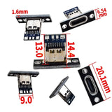 1-20Pcs USB Jack 3.1 Type-C 2Pin 4Pin Female Connector Jack Data Charging Port Small Electrical Charging Base with Fixing Plate