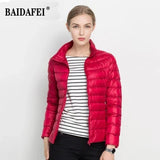 Women Short Puffer Jacket 2025 New Fashion Stand Collar Lightweight Water-Resistant Packable Female Down Parka Casual Coat