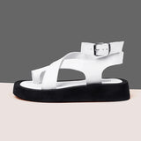 AIYUQI Sandals Women Genuine Leather 2026 Summer New Clip Toe Sandals Ladies Roman Women Shoes Muffin Sandals WHS MTO