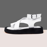 AIYUQI Sandals Women Genuine Leather 2026 Summer New Clip Toe Sandals Ladies Roman Women Shoes Muffin Sandals WHS MTO