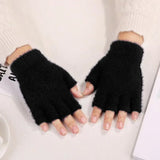 Hot sale! Women's Plush Half Finger Touchscreen Winter Gloves Soft Fashion Warm Imitation Mink Cashmere for Driving, winter work