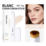 Lakerain Color Changing Foundation Stick Full Coverage Matte Finish Dual-Ended Brush & Stick Waterproof Smooth Foundation Makeup