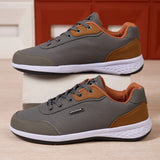 ZERJER New Arrival Men's Comfortable Casual Shoes, Fashion Leather Non-slip Sneakers, Breathable Lightweight Flat Shoes for Dail