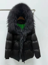 Fox Fur Jacket Women Loose Hooded White Goose Down Coat Female New Autumn Winter Thick Warm Natural Real Fur Puffer Jacket Lady