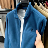 Luxury brand men's jacket winter thick plush warm pockets new coat fashion classic Paul embroidery zipper stand up collar top