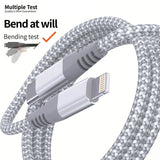 LAIHONEN 1 Pack MFi Certified USB C to Lightning Nylon Braided Fast Charging Cable 1M 2M 3M for iPhone 13 12 11 Pro Max