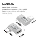 PD140W USB4.0 Type C to USB C Fast Charging Adapter Converter 40Gbps Data Sync Connector 8K@60Hz USB C OTG Adapter for MacBook