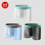 MiiOW 3Pcs Summer Ice Silk Men Panties Breathable Mesh Mens Underpants Antibacterial Man Boxershorts Cool Seamless Men Underwear